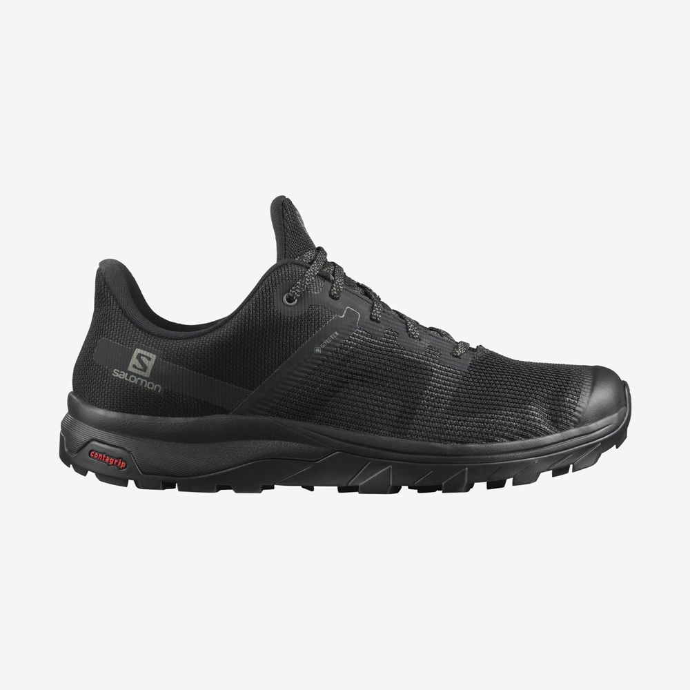 Salomon Singapore Mens Hiking Shoes - OUTLINE PRISM GORE-TEX Black | 15708-VDUW